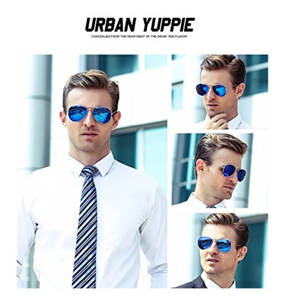 LENTES DE SOL PARA HOMBRES Y MUJERES AVIATOR CLÁSICO AZUL