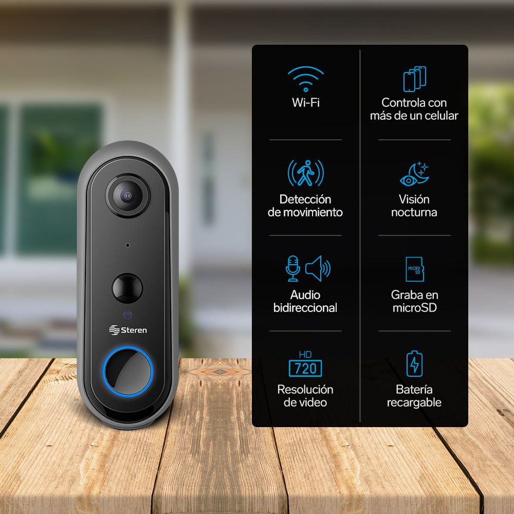 Video Timbre WiFi Steren visión nocturna bocina y micrófono