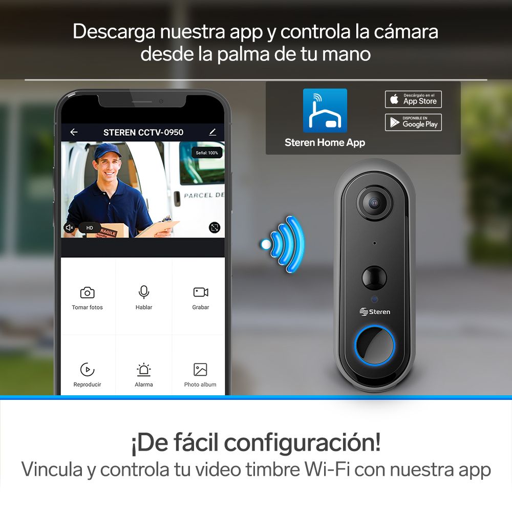 Video Timbre WiFi Steren visión nocturna bocina y micrófono