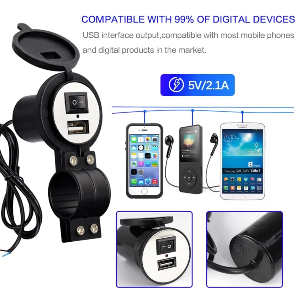 cargador usb turbo  para motocicleta 2.1 mah