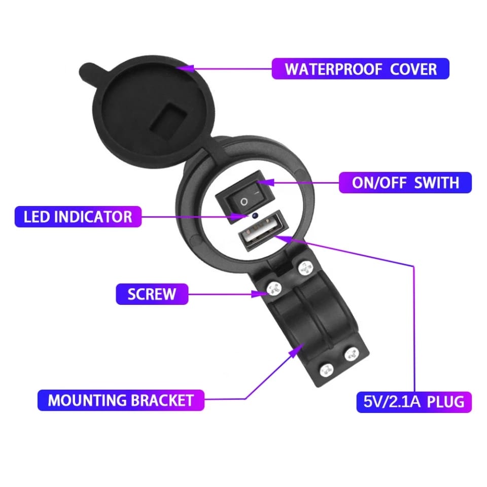 cargador usb turbo  para motocicleta 2.1 mah