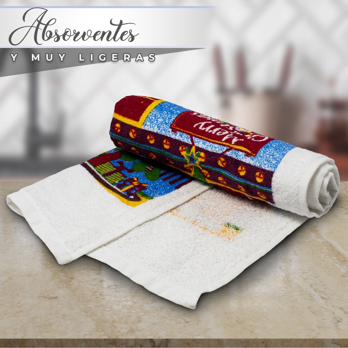 Set 8 Piezas Toalla Secador Paño Cocina Diseño Navidad Algodon