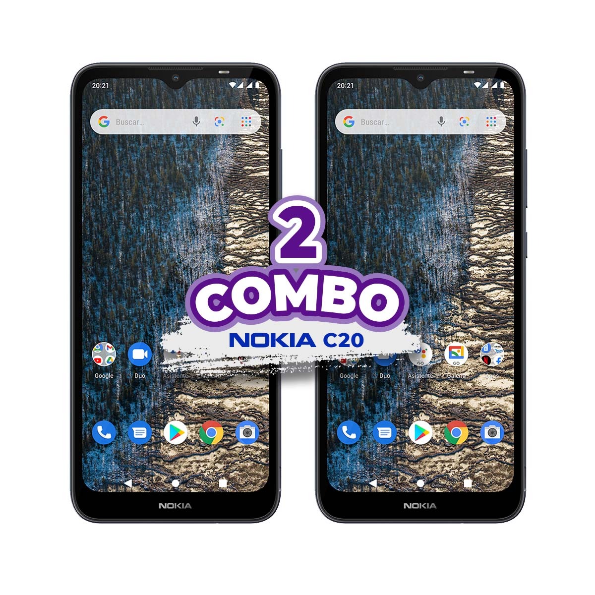 COMBO DE 2 CELULARES NOKIA C20 32GB 2GB RAM AZUL.