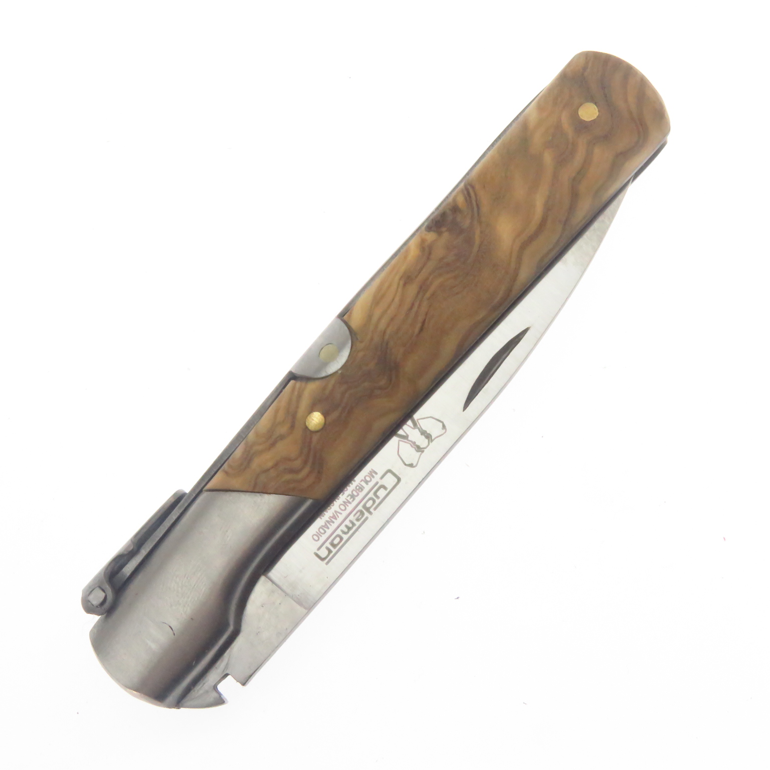 Cu375L Cudeman Navaja Estilete C Seg Palanca Madera Olivo