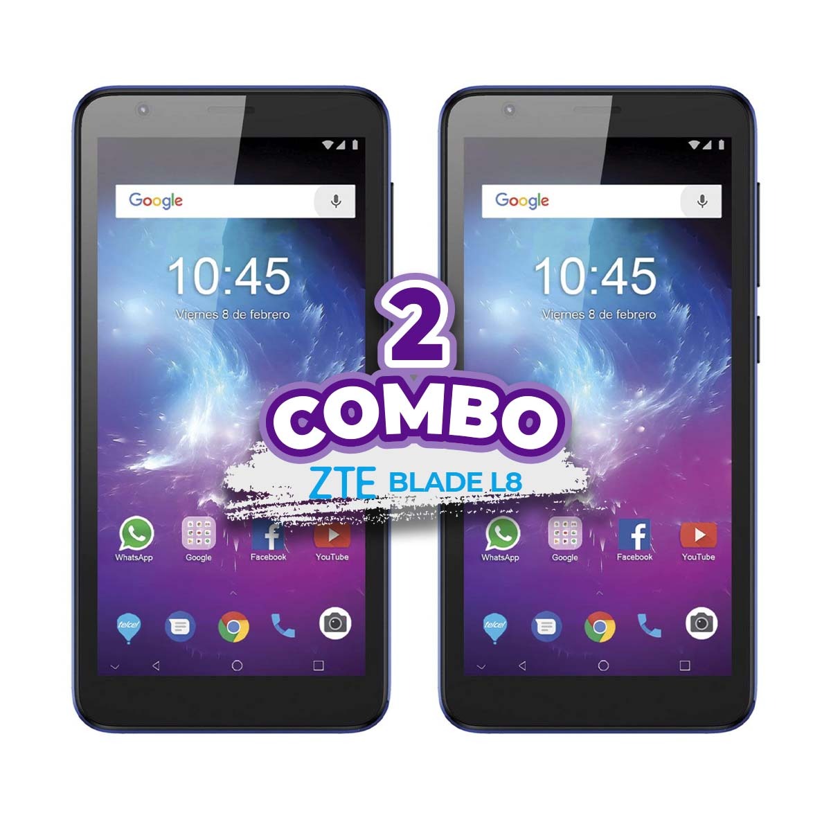  COMBO DE 2 CELULARES ZTE BLADE L8 32GB AZUL	