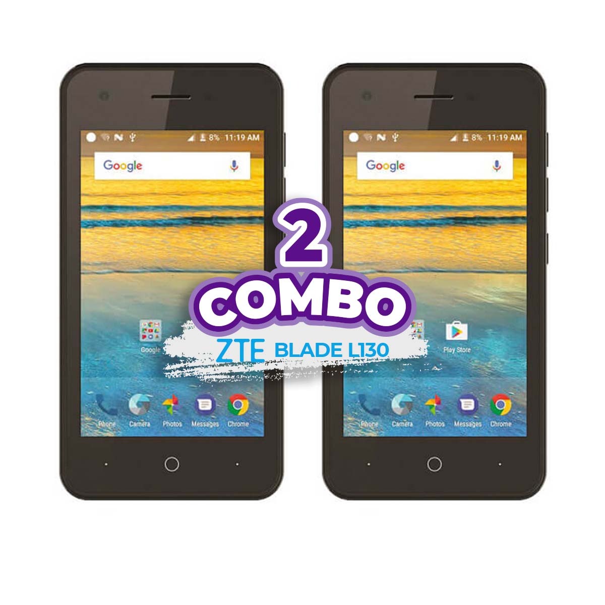 COMBO DE 2 CELULARES ZTE BLADE L130 8GB 512MB RAM NEGRO