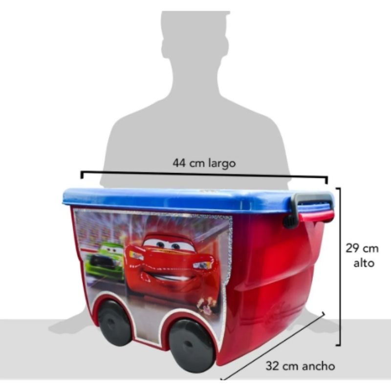 Fun kids 1594-433 Jueguetero Organizador Cars Disney Contenedor Baul C Ruedas