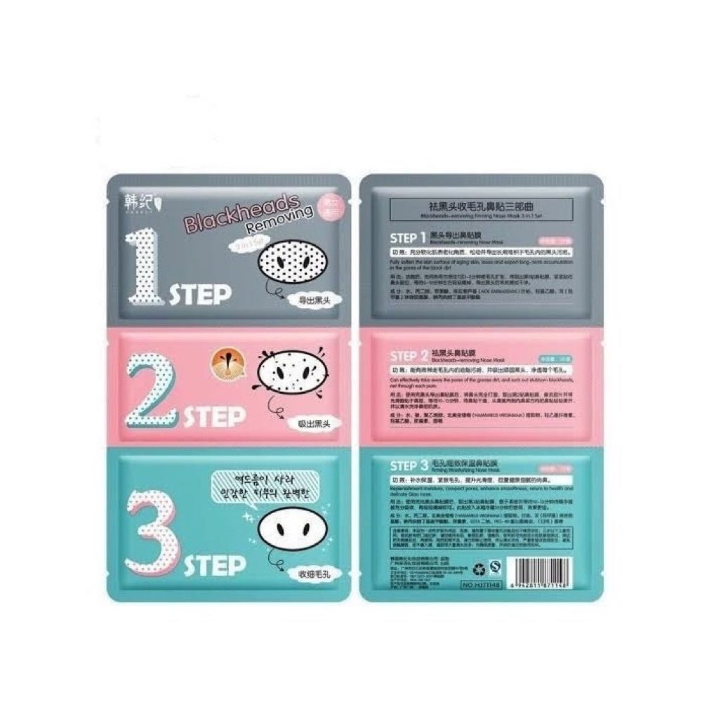 Mascarilla Tira Removedora De Puntos Negros para Nariz de 3 Pasos Hankey