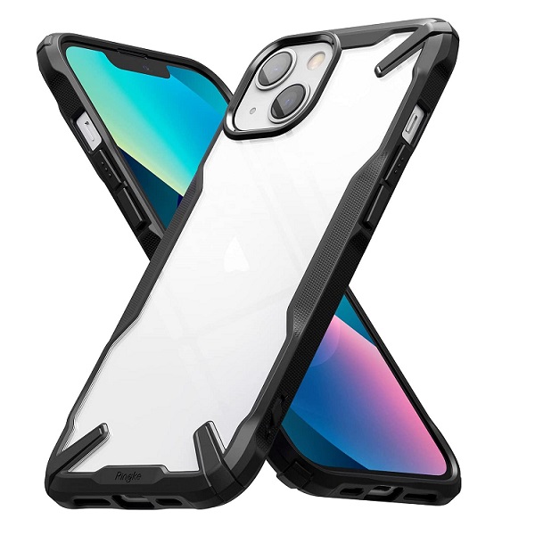 FUNDA CASE RINGKE FUSION X para IPHONE 13 NORMAL / BLACK (TRANSPARENTE Y ORILLAS NEGRAS)