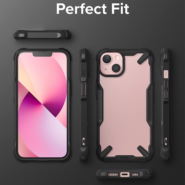 FUNDA CASE RINGKE FUSION X para IPHONE 13 NORMAL / BLACK (TRANSPARENTE Y ORILLAS NEGRAS)