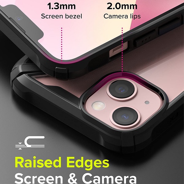 FUNDA CASE RINGKE FUSION X para IPHONE 13 NORMAL / BLACK (TRANSPARENTE Y ORILLAS NEGRAS)
