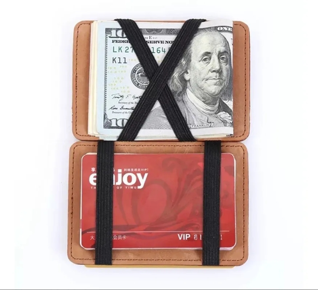 Cartera Mágica Café Elasticos Para Billetes Magic Wallet 