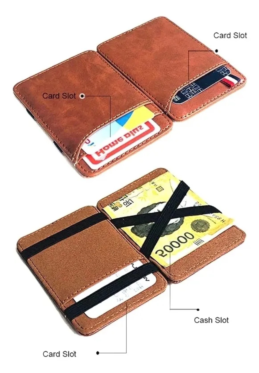 Cartera Mágica Café Elasticos Para Billetes Magic Wallet 