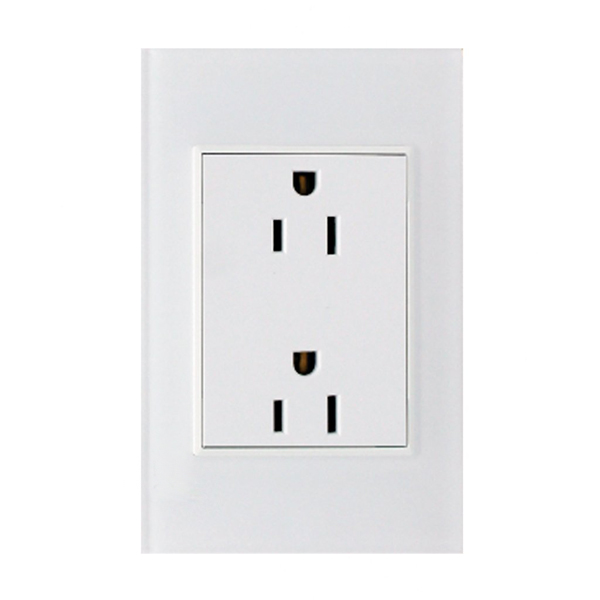 conector doble placa cristal blanco