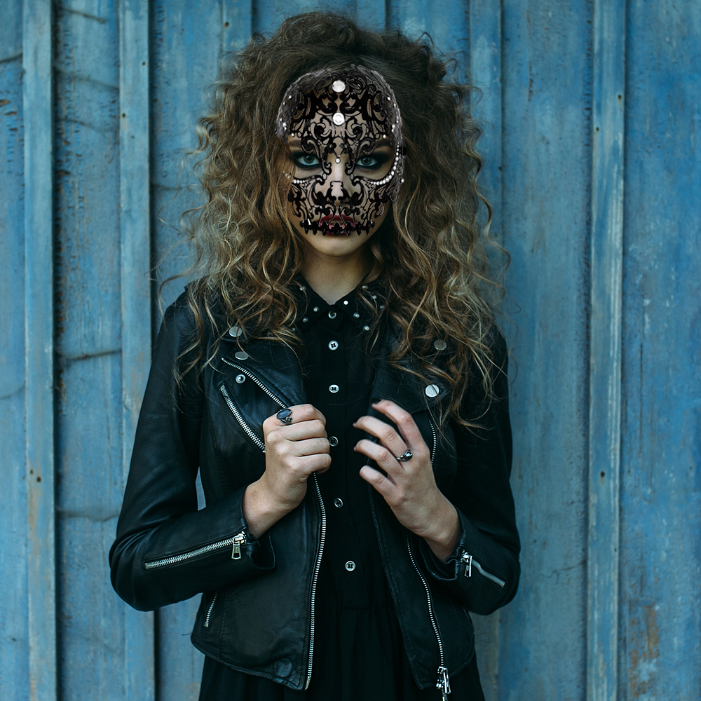 Antifaz De Calavera Negra Máscara De Aluminio Halloween