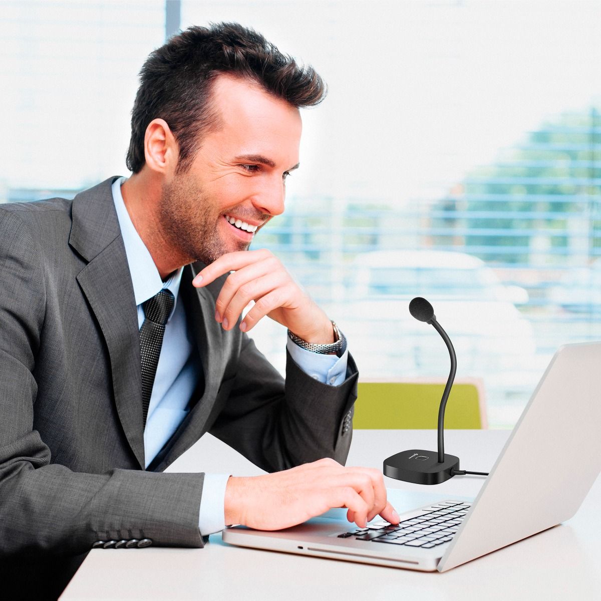 Micrófono USB STEREN condensador cuello flexible botón Touch