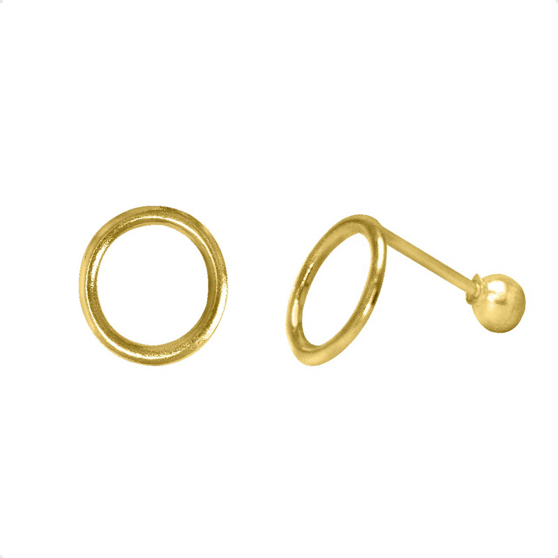 Aretes | Broqueles Círculo VAROURO Oro Puro 10k | Piercing + Estuche