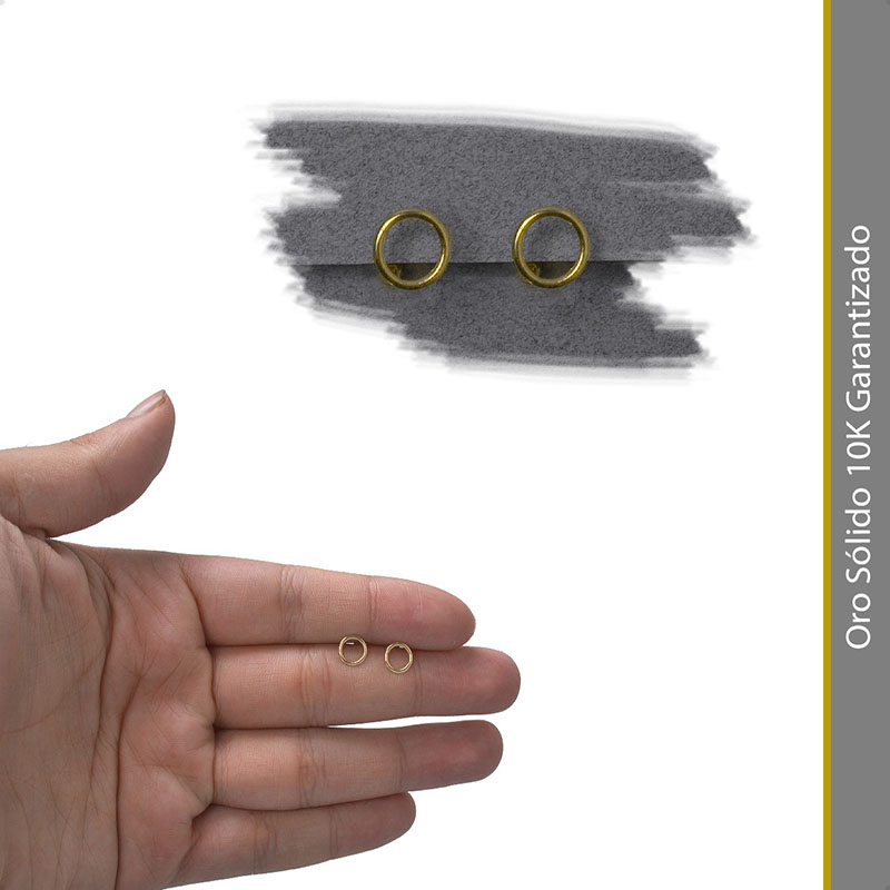 Aretes | Broqueles Círculo VAROURO Oro Puro 10k | Piercing + Estuche