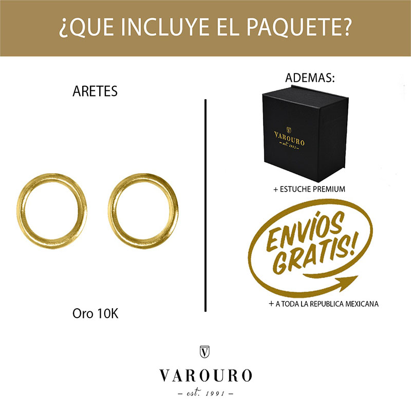 Aretes | Broqueles Círculo VAROURO Oro Puro 10k | Piercing + Estuche