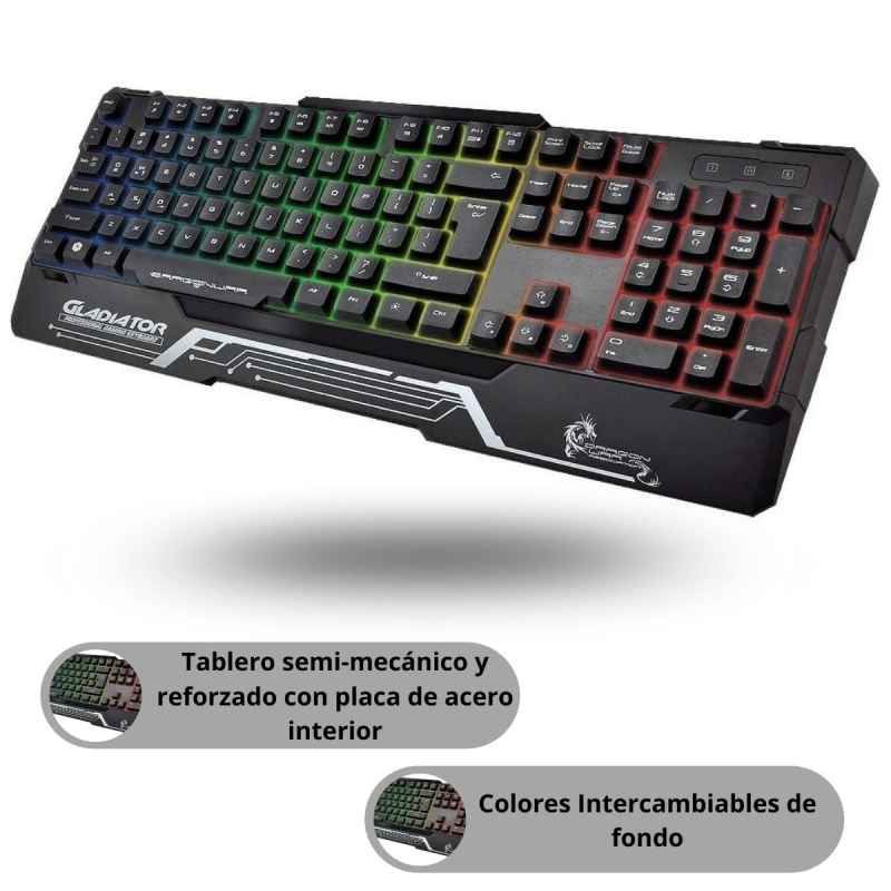Teclado Gamer Dragon XT USB Mecánico Iluminado RGB Anti-Ghosting