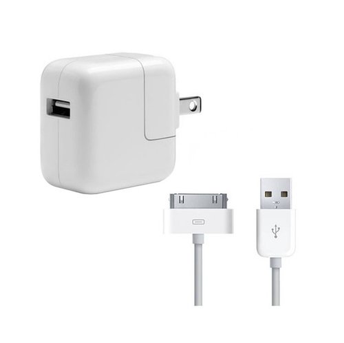Cargador iPad 1-3 12W Cubo y Cable Dock 30 Pines iPhone 1-4 iPod Completo 1M V1