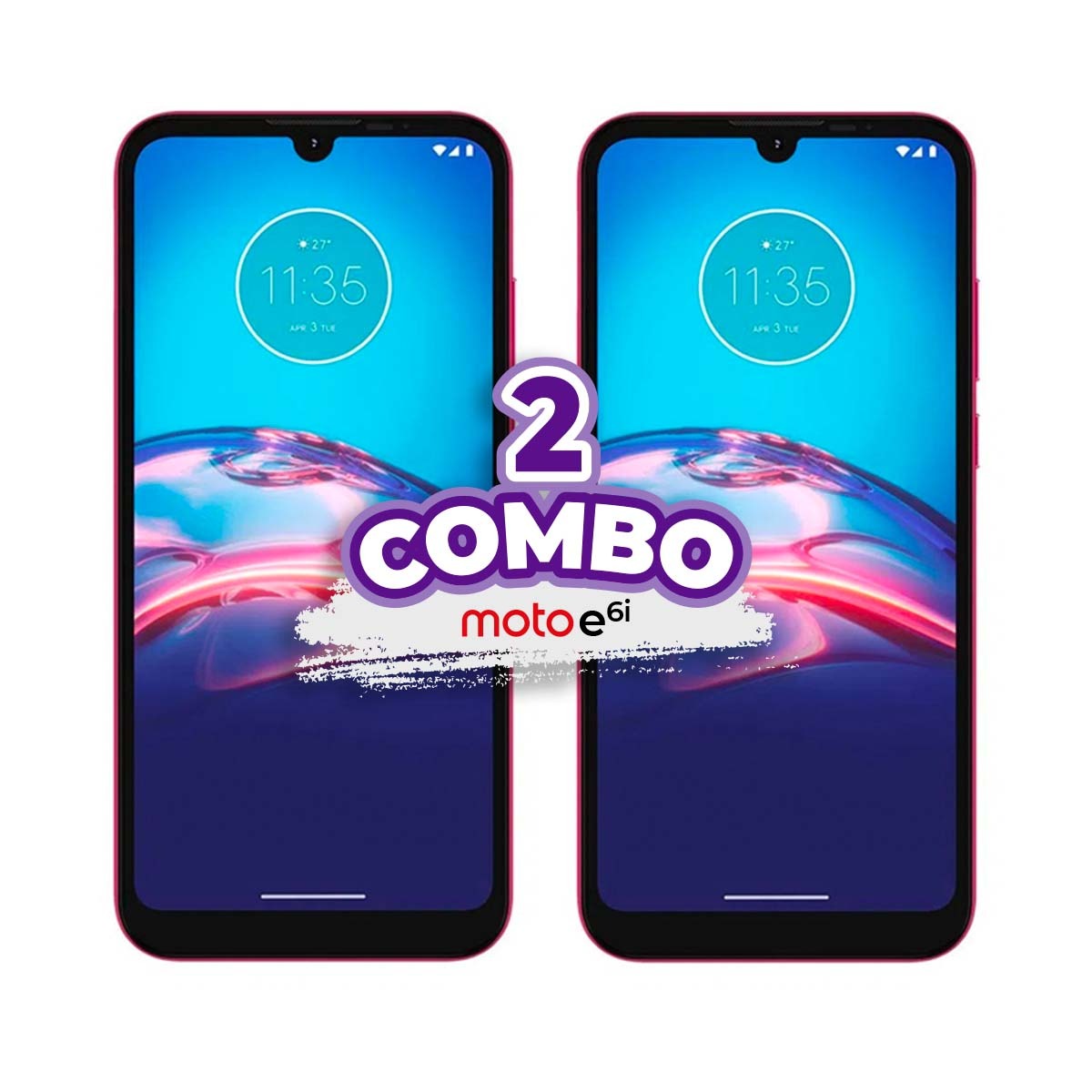 COMBO DE 2 CELULARES MOTOROLA E6i 32GB 2GB RAM ROSA