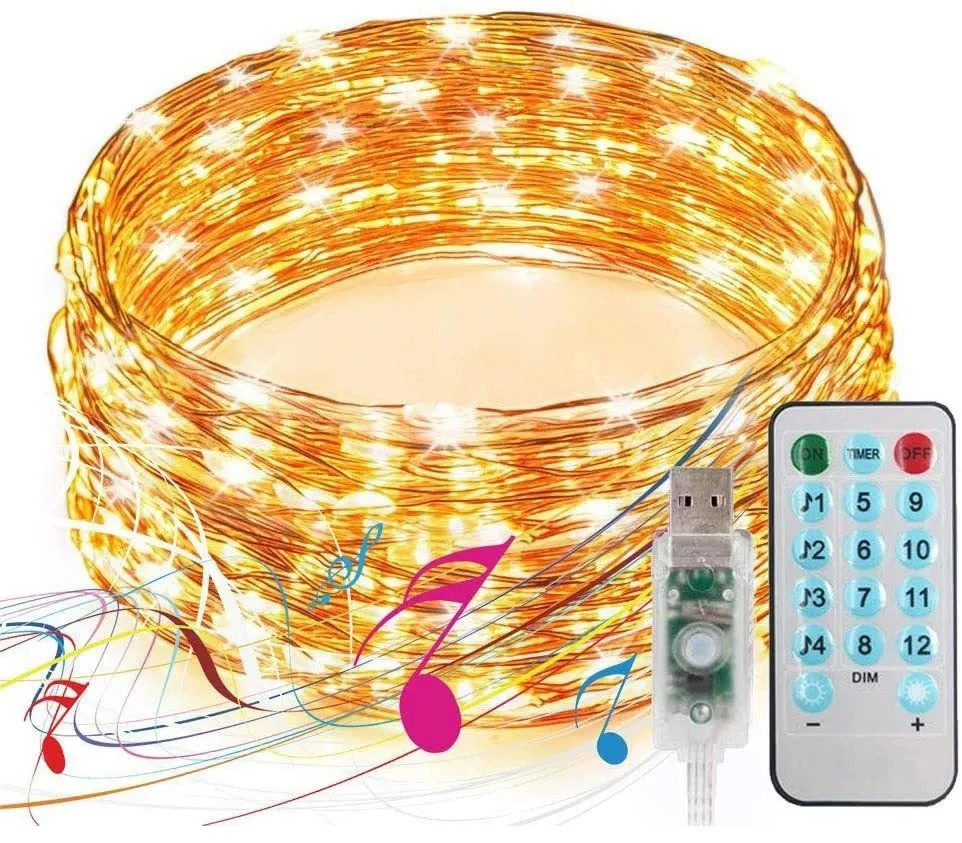 LUCES DECORATIVAS CONTROL REMOTO TIRA LED 10M SYNC CON MÚSIC