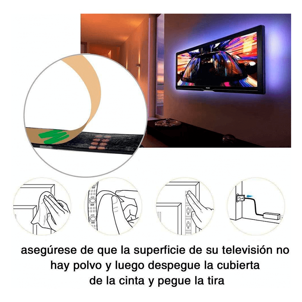 Tira Led Bluetooth 6.5 Ft/2m Luces Led Controlada Por App USB