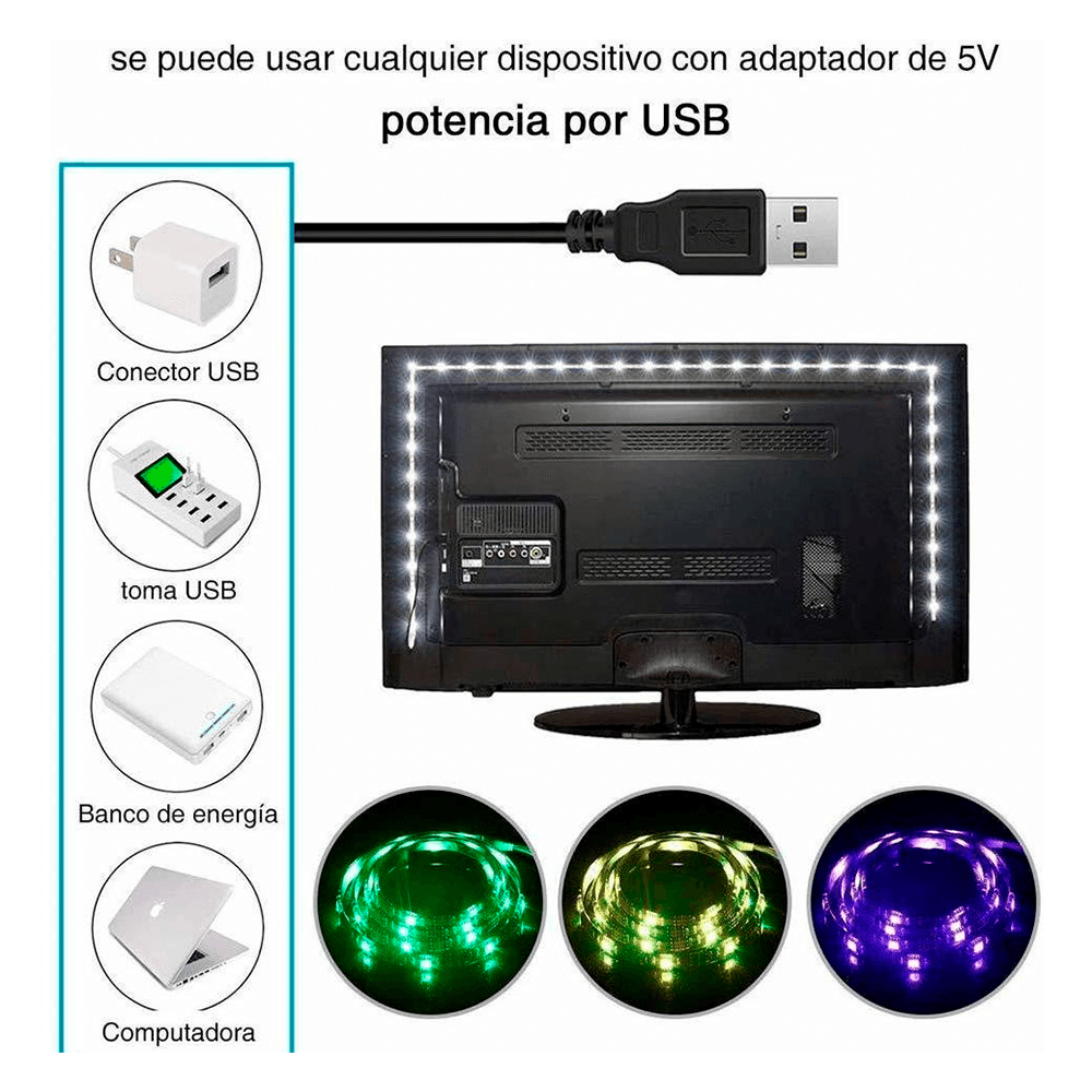 Tira Led Bluetooth 6.5 Ft/2m Luces Led Controlada Por App USB