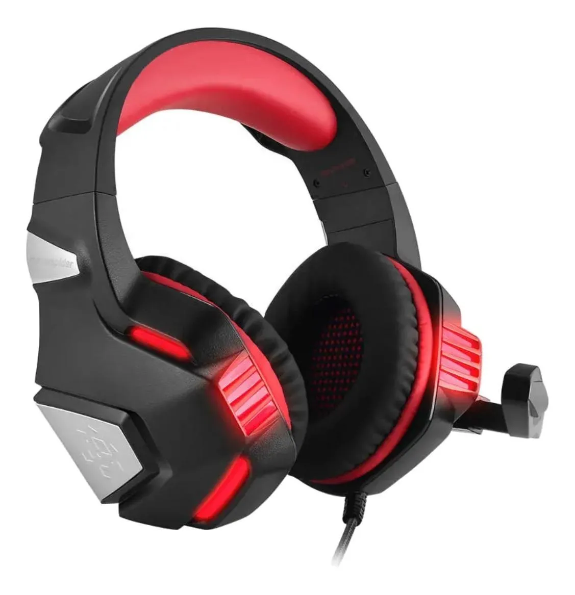 Audífonos gamer Hunterspider V3 negro y rojo con luz LED