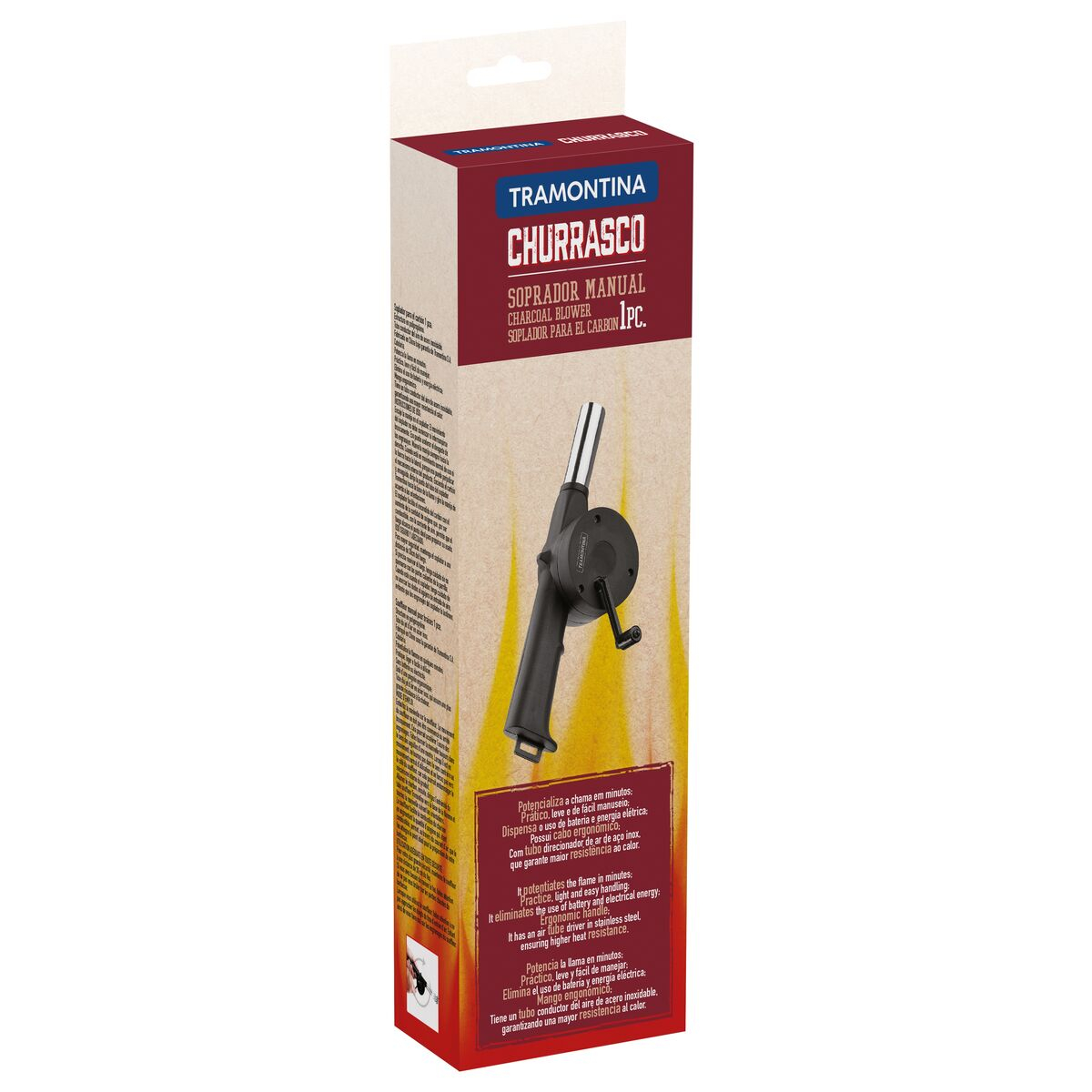 Soplador manual de carbón Tramontina 26479/100 de polipropileno y acero inoxidable END1D