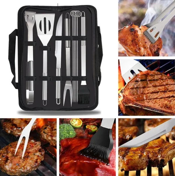 Kit De Parrilla Profesional De Acero Inoxidable 9 Piezas