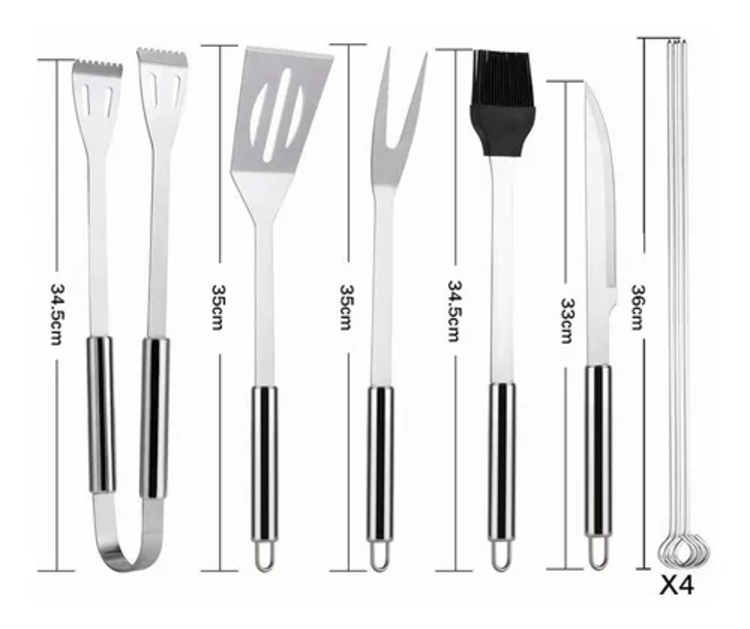 Kit De Parrilla Profesional De Acero Inoxidable 9 Piezas