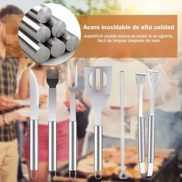 Kit De Parrilla Profesional De Acero Inoxidable 9 Piezas