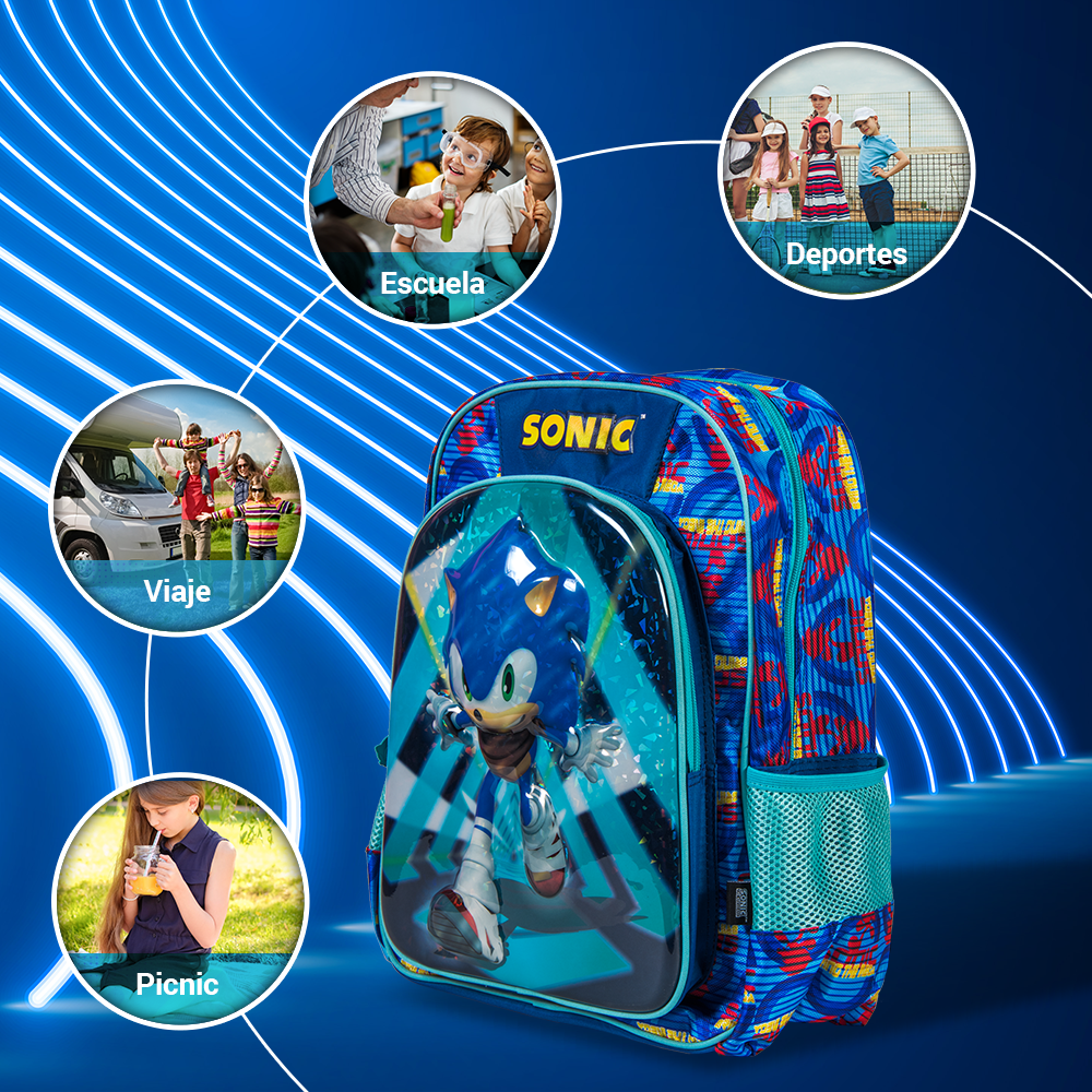 Mochila Escolar Sonic 16 Acabados Rojos Diseño 3d  Run Away