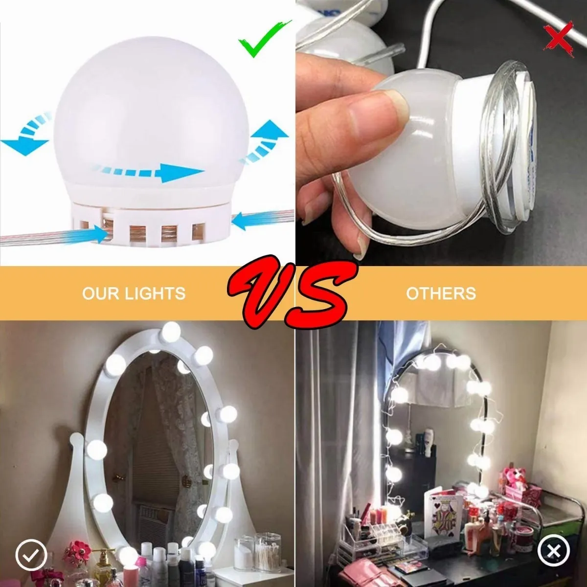 Serie De Luces Para Espejo De Maquillaje 10 Foco Led Tocador