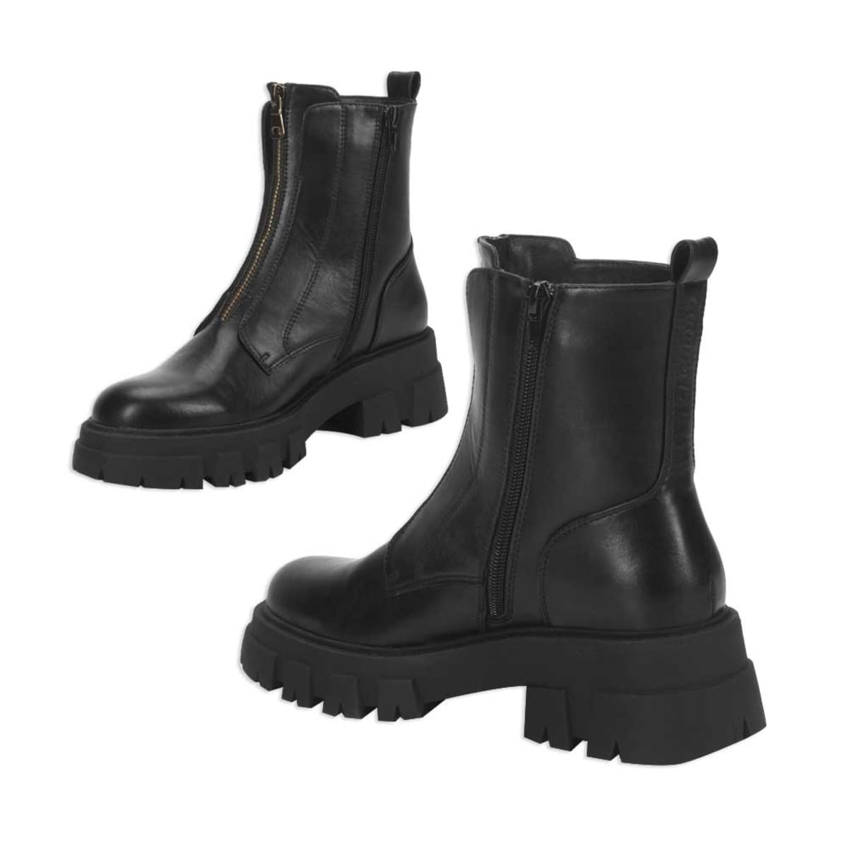 Moto botas Goodyear para mujer, color negro, con cierre al frente, y seguridad antiderrapante, mod. 993825