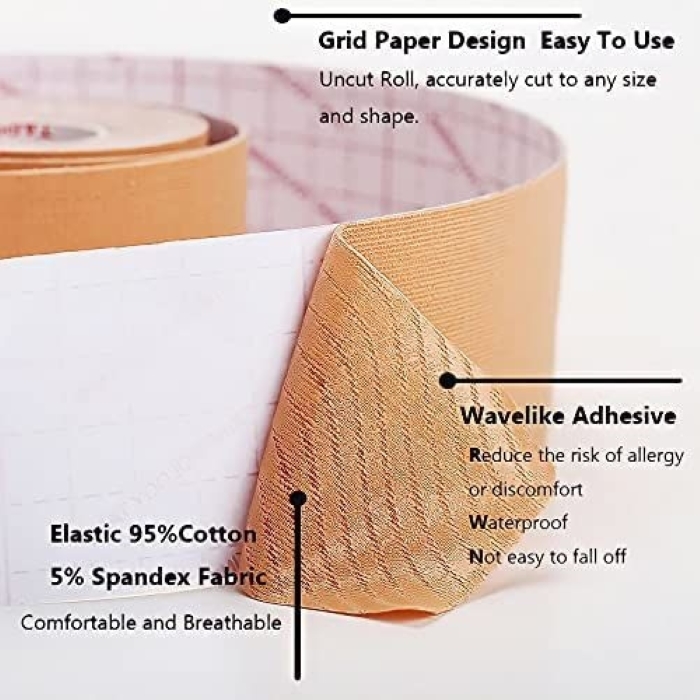 Cinta adhesiva levanta busto boob tape, para mujer color piel venda adherible de algodón para levantamiento de busto sin brasier ideal para lucir blusas, vestidos o Bikinis