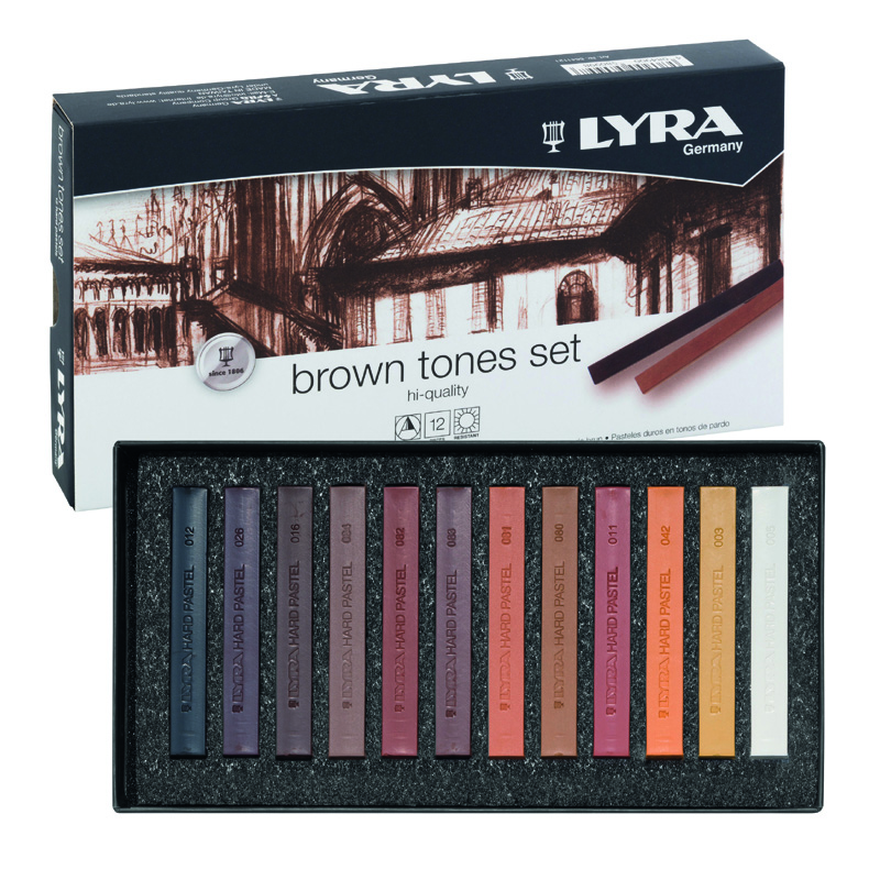 Gis Pastel Tiza Polycrayons Lyra Tonos Cafe Marrón 12 Barras