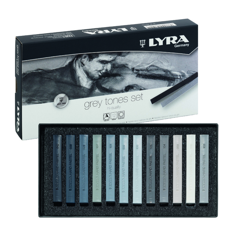Gis Pastel Tiza Polycrayons Lyra Tonos Grises 12 Barras