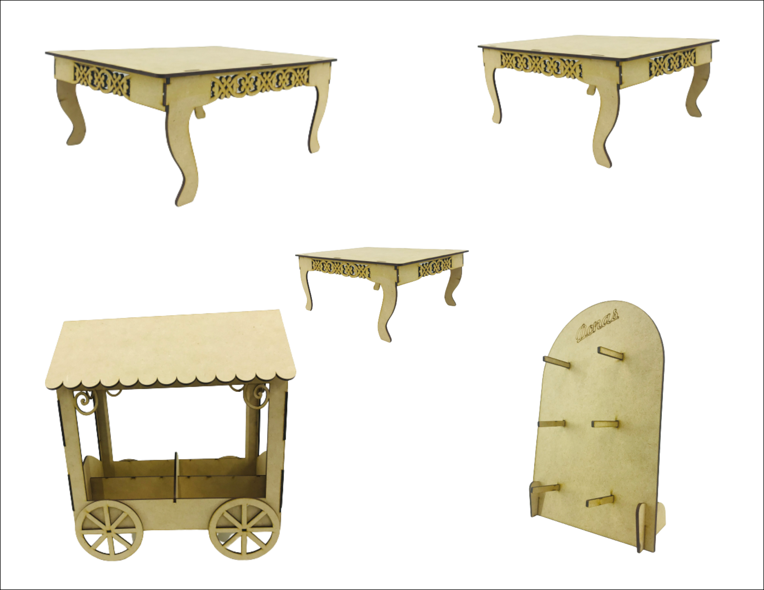 Mesa De Postres, Mesa De Dulces, Candy Bar, Cupcake, 3 mesitas, porta donas y carrito dulcero