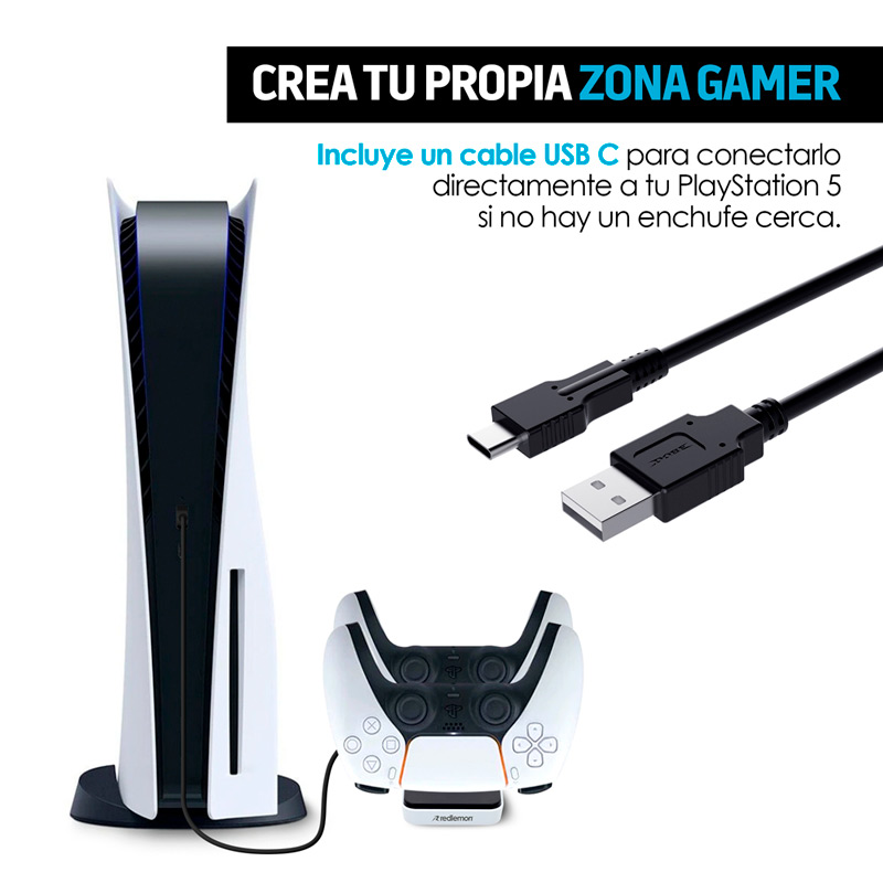 Cargador para Controles PS5 DualSense USB C Redlemon