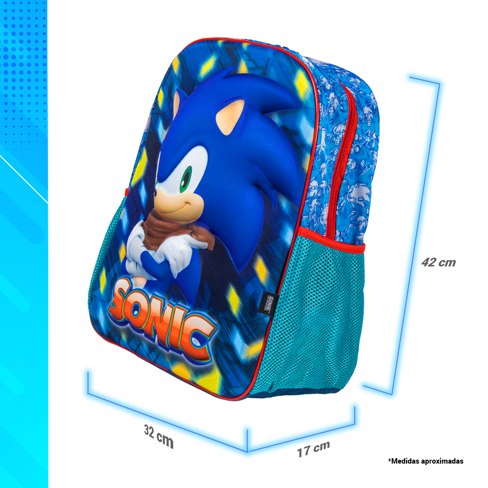 Mochila Escolar Sonic 14" Pulgadas Diseño 3d Speed Run