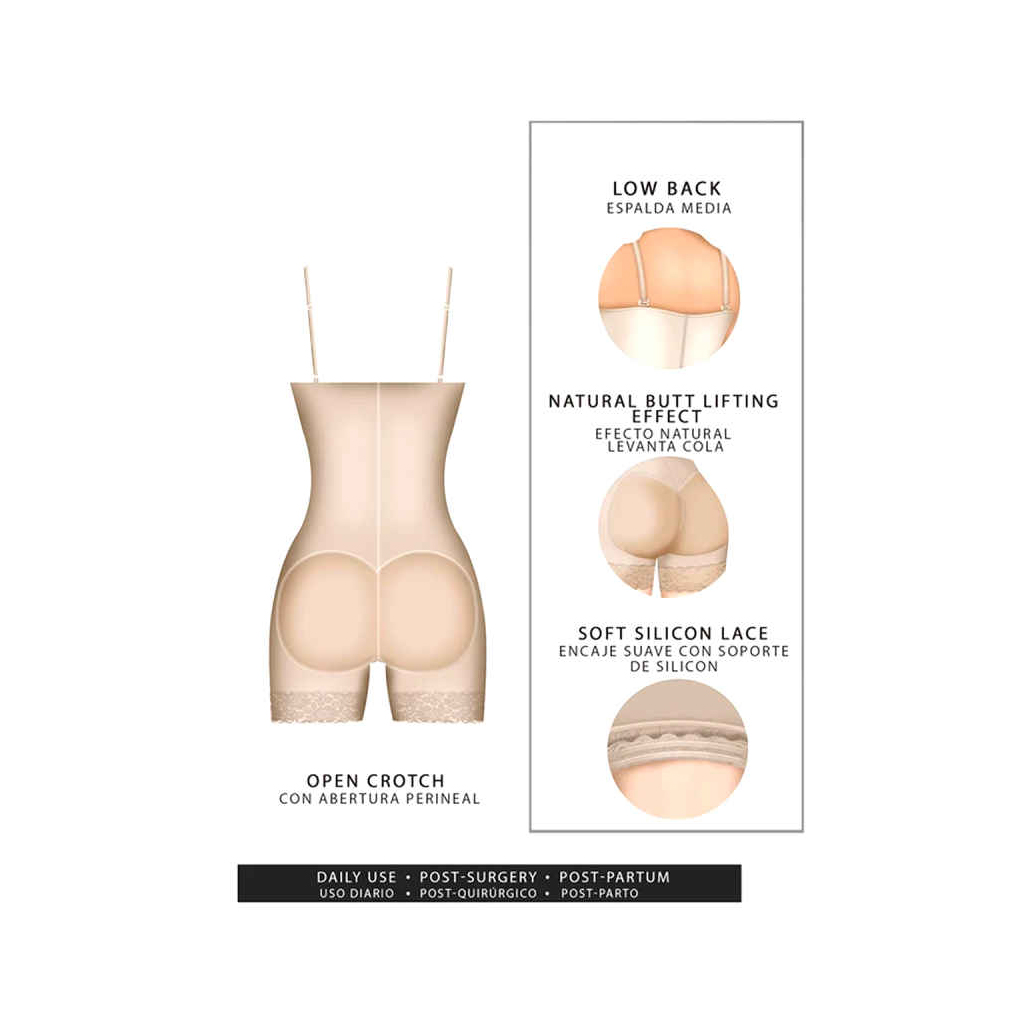 Fajas Colombianas Powernet Levanta Glúteos Reductora Strapless Short Control de Abdomen + Gel Anticelulitis