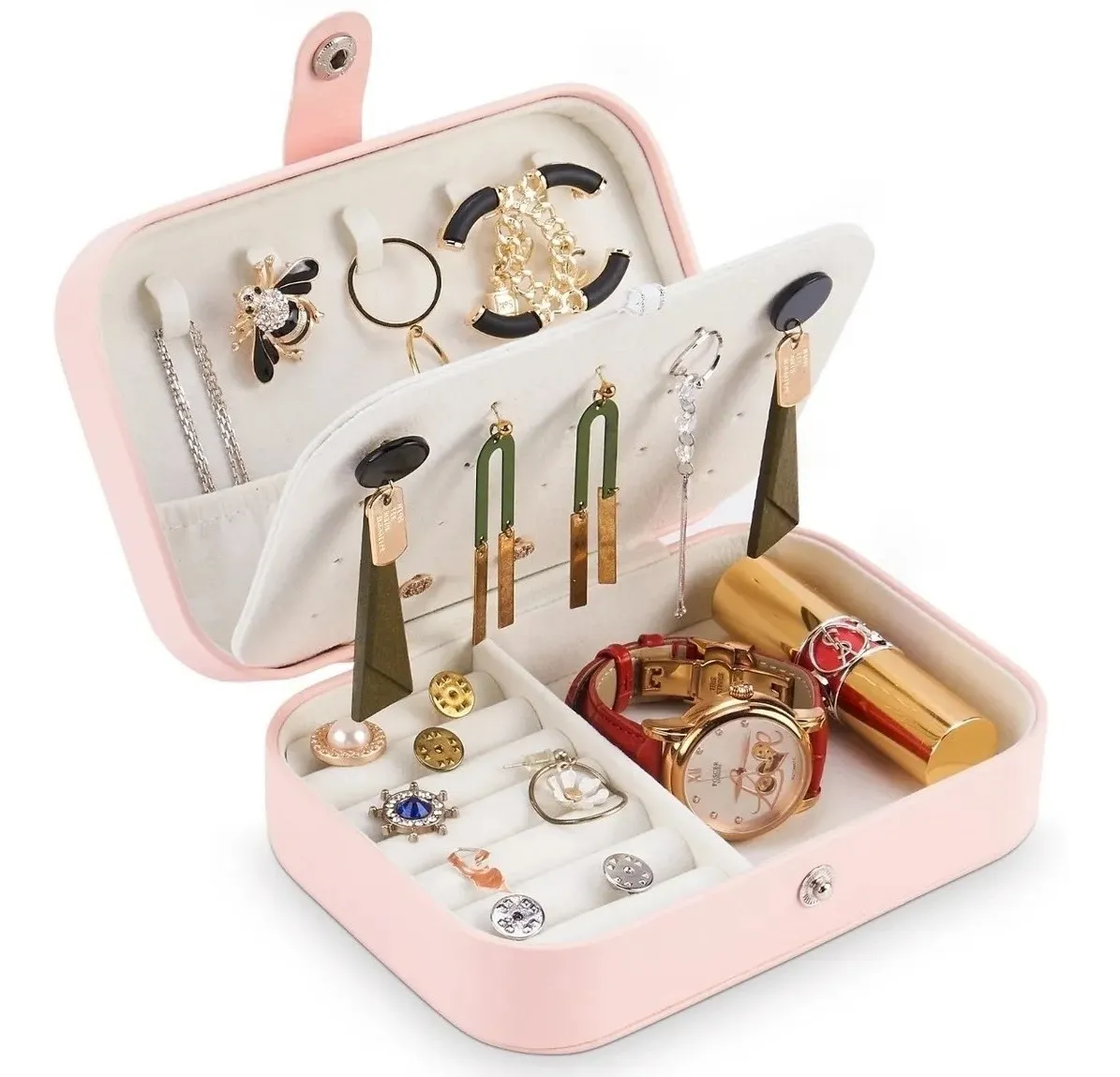 Caja De Joyería Organizador De Joyas De Cuero Portátil