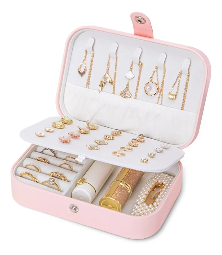 Caja De Joyería Organizador De Joyas De Cuero Portátil