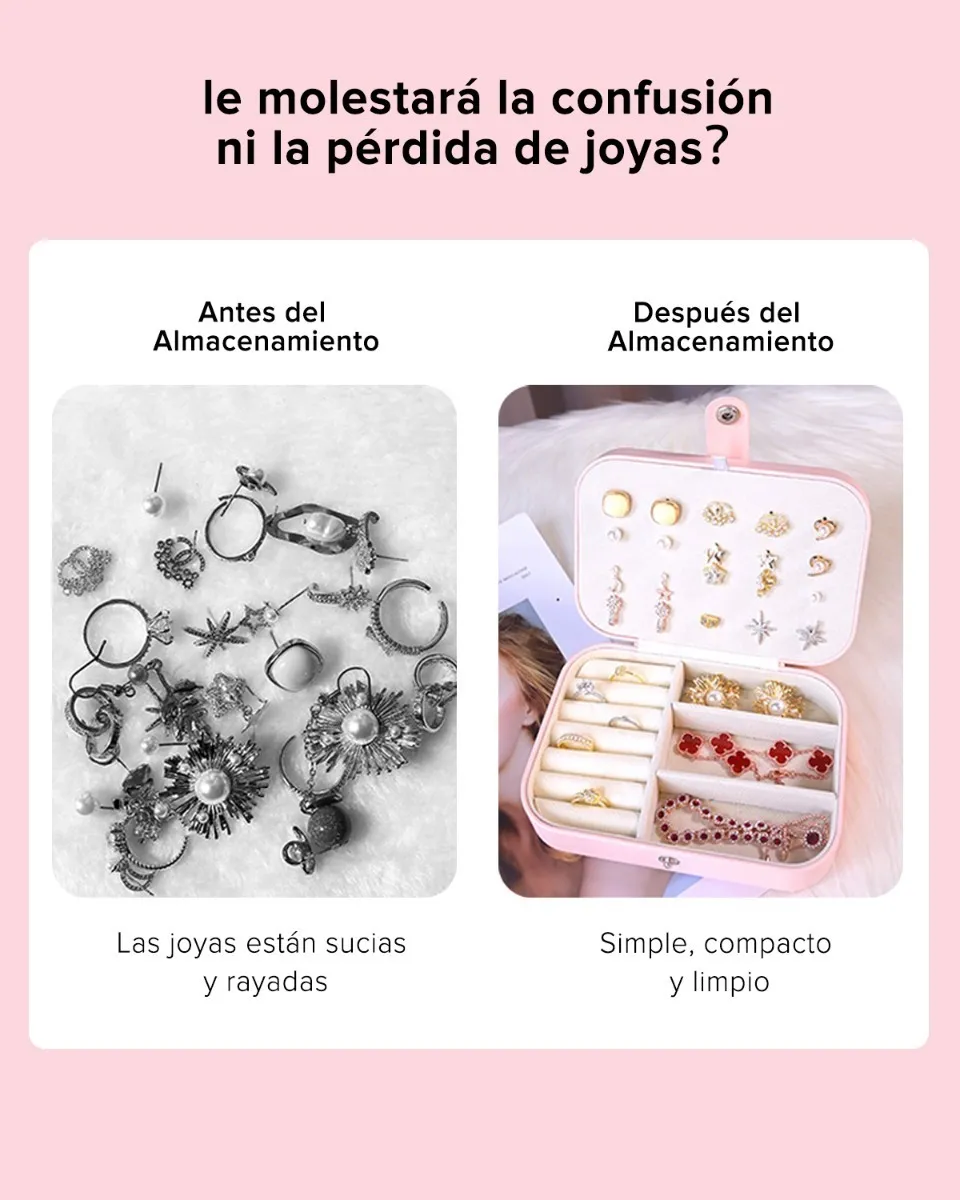 Caja De Joyería Organizador De Joyas De Cuero Portátil