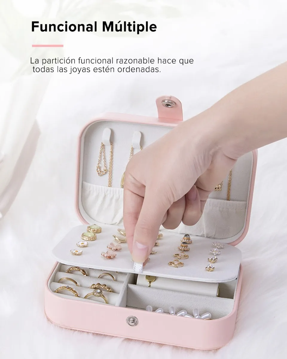 Caja De Joyería Organizador De Joyas De Cuero Portátil
