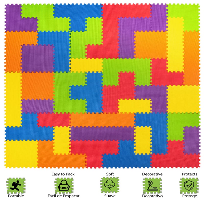 Tapete para Bebé Diseño Tetriz | Piso Infantil de Juego | Tapetes de Espuma 1.2X1.2 mts
