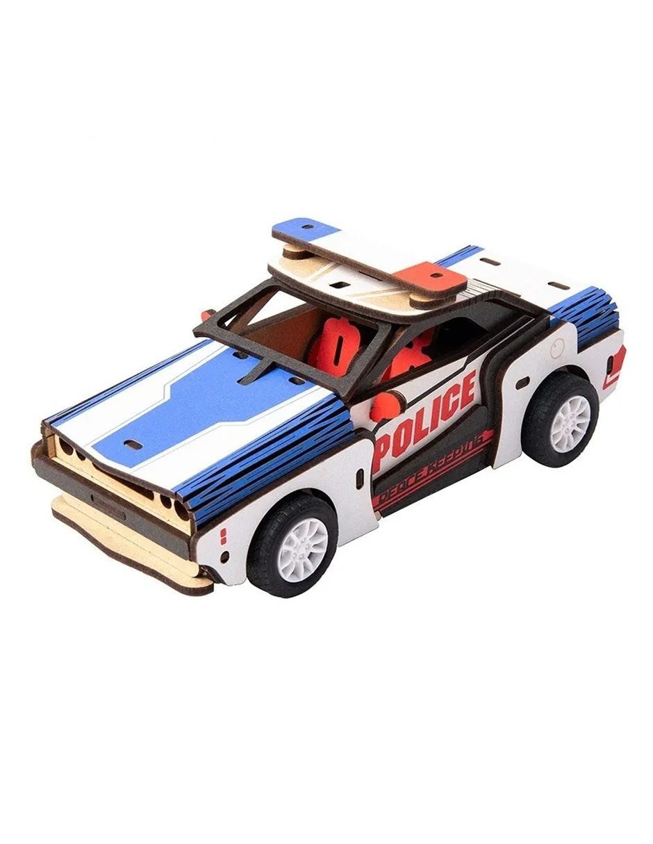 Rompecabezas 3d Carro Policía Multicolor Robotime Madera 